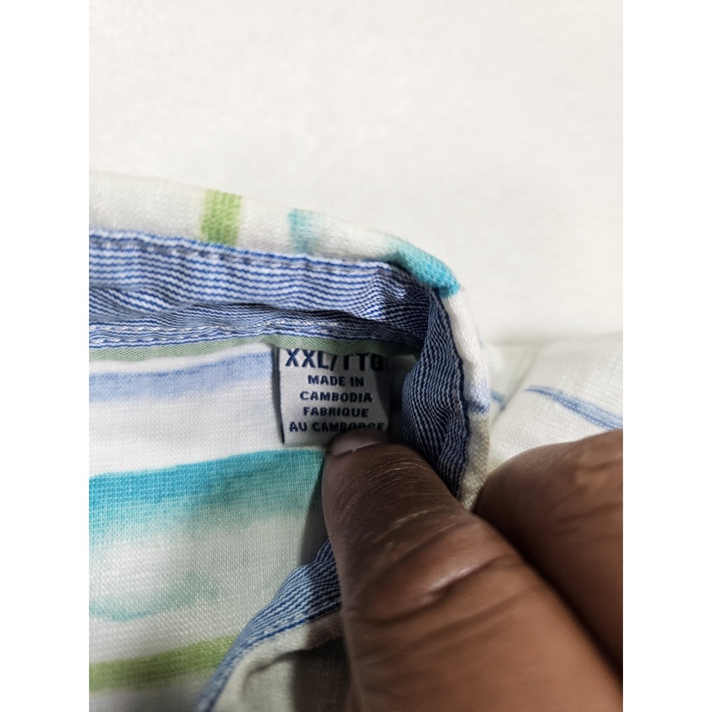 Tommy Bahama Men's XXLT‎ Linen Barbados Breeze Stripe Long Sleeve Shirt Tall - Picture 3 of 9